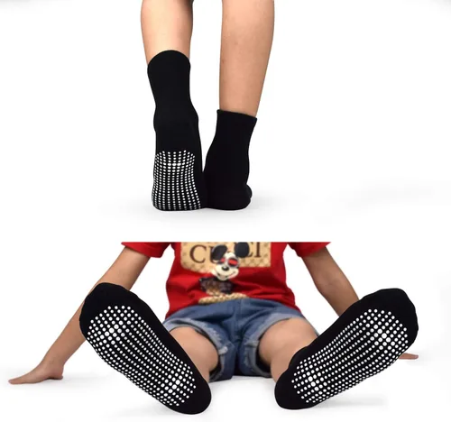 Vista 2 de HYCLES Calcetines antideslizantes para niños pequeños, 12 pares de calcetines de tobillo alto para bebé niño y niña, para niños de 1-33-55-77-10T