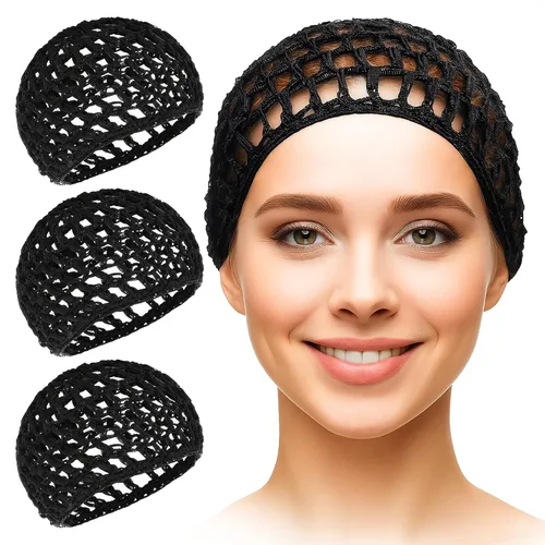 Vista 13 de KETAR 4 redes para el cabello para dormir, 5.5 x 7, gorra de malla viscosa Red para el cabello para prensa de seda; suave y cómoda para un uso