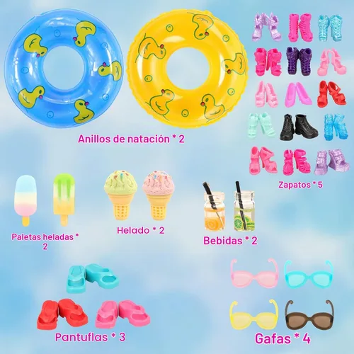 Vista 5 de Paquete de 26 trajes de baño de muñeca de 11.5 pulgadas y accesorios