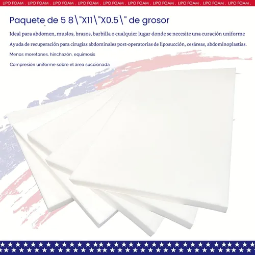 Vista 3 de Paquete de 5 almohadillas de espuma Lipo para postcirugía, tabla abdominal, cirugía de liposucción, aplanamiento, prendas de compresión abdominal