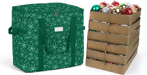 Vista 11 de Covermates Keepsakes Bolsa de almacenamiento ajustable para adornos, con asas de transporte, protección acolchada, ruedas dobles, almacenamiento