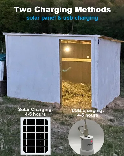 Vista 9 de Bombillas solares portátiles para interiores y gallineros, luz de gallinero con temporizador, luces solares LED para cortes de energía de emergencia