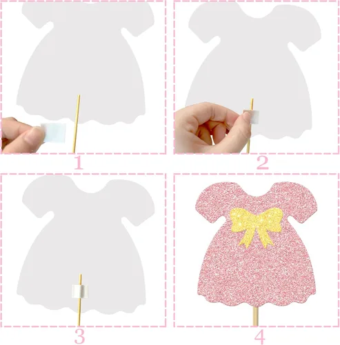 Vista 3 de 16 piezas de centros de mesa de fiesta It's A Girl para niñas, decoración de fiesta de baby shower, con purpurina de oro rosa Oh Baby Reveal