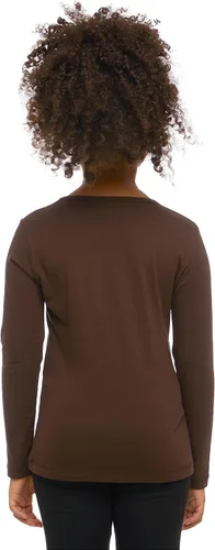 Vista 3 de Lovetti Camisas básicas de manga larga para niñas, de algodón turco, cuello redondo, ropa de moda