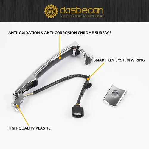 Vista 4 de Dasbecan 2 piezas de manija de puerta delantera exterior inteligente de entrada sin llave cromada compatible con Nissan Rogue 2010-2013, lado
