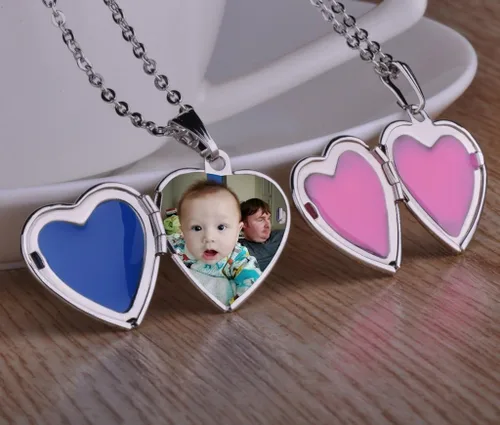 Vista 6 de Infinite U Clásico Corazón Mujeres Corazón Abierto Foto Locket Collar con Colgante de acero inoxidable para aniversario de boda regalo