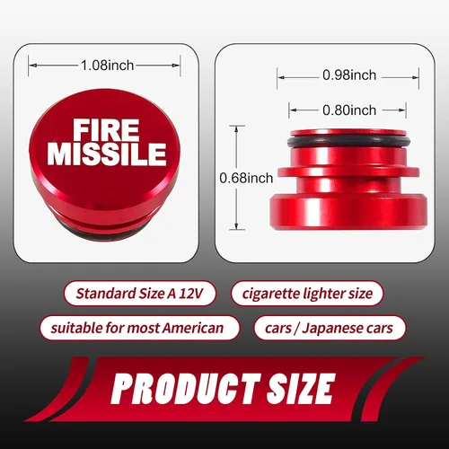 Vista 2 de 2 fundas protectoras para encendedor de cigarrillos de automóvil, 1.08 x 0.68 pulgadas, "EJECT" "FIRE MISSILE", de metal, impermeable