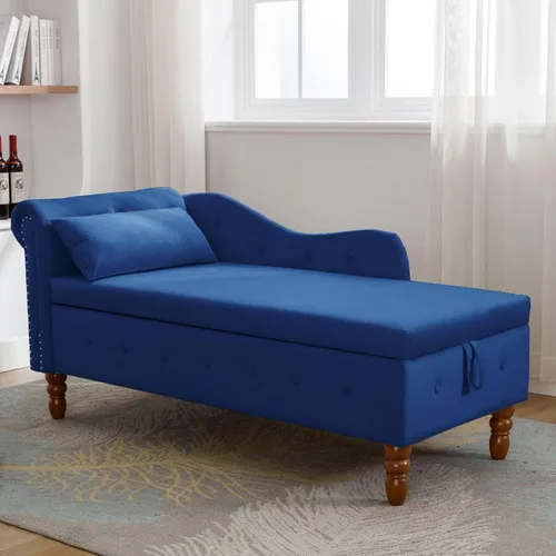 Vista 10 de Aoowow Banco de almacenamiento de terciopelo para dormitorio, extremo de la cama, sofá con brazo enrollado, tumbona para interiores con Gris 58