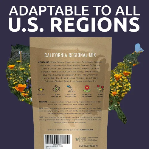 Vista 6 de Mezcla de nativos de California - Bolsa de 1 libra a granel - Más de 120.000 semillas nativas - Polinización abierta y sin OMG