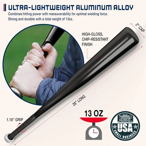 Vista 3 de Aluminum Baseball Bat, 28 Inch 13 Oz, Black Ultra-Lightweight Fungo Bat for Strength training, 2" Barrel