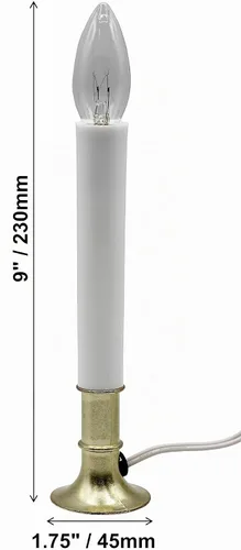 Vista 6 de Creative Hobbies® Lámpara de vela eléctrica para ventana con base chapada en latón, interruptor de encendido/apagado, bombilla, listo para usar (LED)
