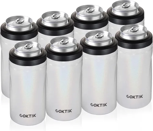 Vista 10 de COKTIK 4 en 1 enfriador de latas aislado, enfriador de latas delgadas de doble pared para latas de 12 oz regulares o delgadas y botellas de cerveza