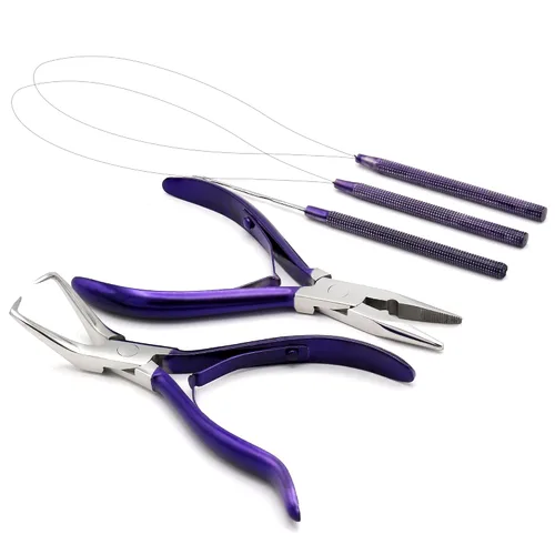 Vista 15 de Kit de herramientas profesionales para extensiones de cabello y cuentas, juego de alicates para quitar cuentas (4 piezas) I-Link Micro Ring Loop
