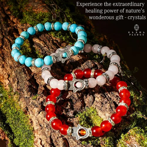 Vista 34 de Pulseras de cristal para mujeres y hombres, regalos de cumpleaños, hechas a mano de 0.236 in con cuentas de piedra para equilibrio de chakras