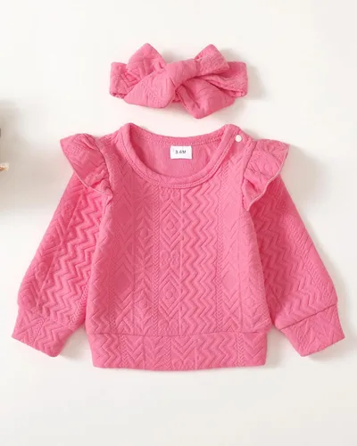 Vista 5 de Mioglrie Conjunto de ropa de bebé para niña, tops y pantalones, ropa para niñas pequeñas, sudaderas para bebés