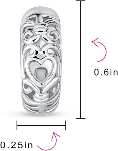 Vista 4 de Aretes románticos de 3 circonitas cúbicas con forma de corazón rosa para mujeres, adolescentes, novia, con bisagras, plata de ley 925