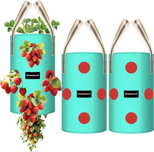 Vista 10 de Paquete de 3 bolsas colgantes para macetas de fresas para tomates (3 galones)