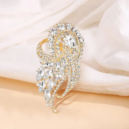 Vista 2 de EVER FAITH Broche de cristal austríaco para boda elegante en forma de lágrima de flores