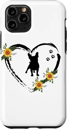 Vista 27 de iPhone 16 French Bulldog With Paw Prints And Sunflower Heart On White Case