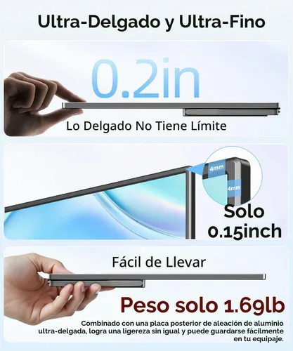 Vista 6 de Monitor portátil inalámbrico para portátil con batería, 15.6" 1080P IPS Negro