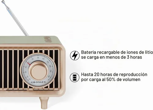 Vista 2 de Crosley CR3043A-MT Milton Radio, menta