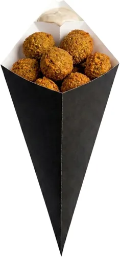 Vista 11 de Restaurantware Conetek - Conos de comida ecológicos de 11.5 pulgadas con bolsillo integrado para condimentos: para aperitivos, cono de papel seguro