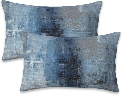 Vista 19 de Fundas de almohada Naqiuli azules florales de 16x16 pulgadas, juego de 2 fundas de almohada decorativas, fundas de cojín para dormitorio, sala