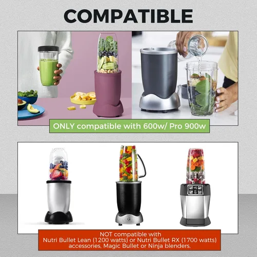 Vista 32 de Vasos de licuadora de repuesto para licuadora Nutribullet de 18 onzas con tapa, compatible con Nutribullet 600 W 900 W licuadora exprimidor