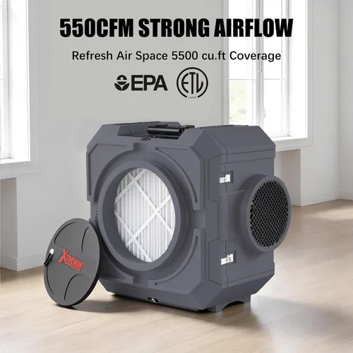 Vista 3 de Purificador de aire comercial purificador de aire con filtración de 3 etapas Hepa Máquina de aire negativo Purificador de aire industrial