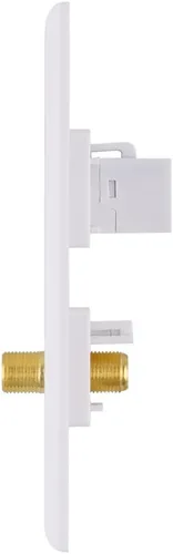 Vista 7 de Placa de pared coaxial Ethernet - Placa de pared tipo F Cat6, 1 puerto Keystone Cat6 y 1 puerto tipo F conector coaxial Keystone - Blanco