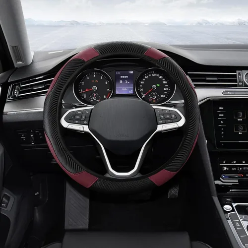 Vista 16 de Funda para Volante de Automóvil, Protector de Volante, Universal 14.5-15 Pulgadas Cuero de Microfibra Transpirable Fundas para Volante de Auto