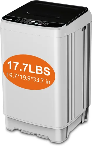 Vista 9 de KRIB BLING Lavadora completamente automática de 17.7 libras con pantalla LED, bomba de drenaje portátil para lavadora, 10 programas y 8 niveles