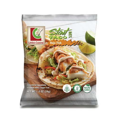 Vista 5 de Little's Cuisine Street Taco Mix Paquete surtido (caja de 4) Sin OMG, sin azúcar, Kosher, sin gluten, 2 Carne Asada, 1 pollo Cascabel, 1 pescado