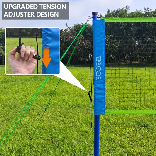 Vista 4 de Zdgao Juegos de bádminton para patio trasero, red de bádminton portátil con ajustador de tensión, juego de 4 raquetas de bádminton, 3 volantes