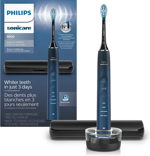Vista 10 de Philips Sonicare 9000 Edición Especial Cepillo de dientes recargable, Negro/Morado, HX9911/91 1000% More Plaque Removal¹, Visual Pressure Sensor