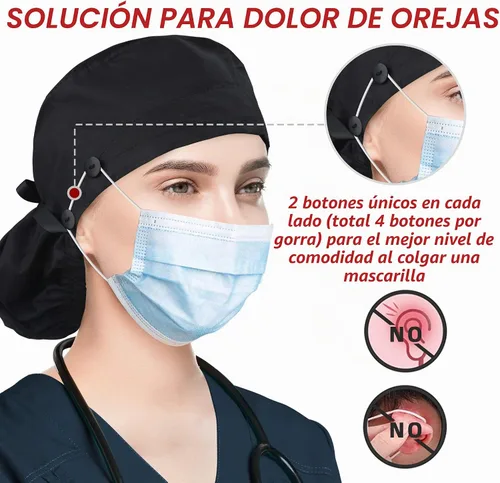 Vista 5 de ABAMERICA Scrub Caps for Women Surgical Caps Nurse Hat Functional Ponytail Holder for Long Hair Single or Satin-Lined A- 72 Verde satinado
