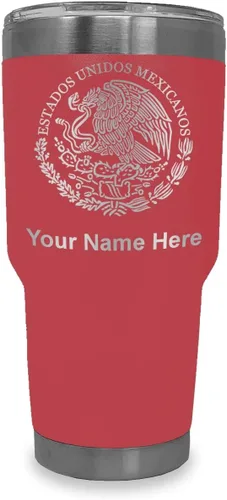 Vista 40 de LaserGram - Vaso personalizado de 20 onzas, bandera de México (negro)