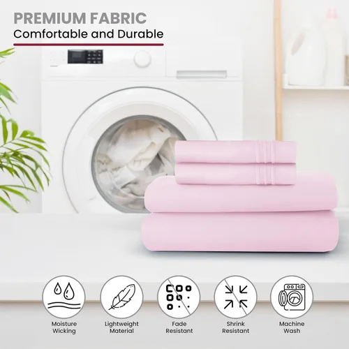 Vista 304 de LUX Décor - Juego de sábanas Twin de microfibra ultrasuave de 3 piezas con sábana encimera, sábana bajera de 16 pulgadas de profundidad y funda