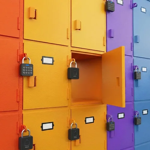 Vista 2 de Candado de bloqueo de combinación eLinkSmart Gym Locker con botón de 9 dígitos, contraseña de huellas dactilares, aplicación, desbloqueo biométrico