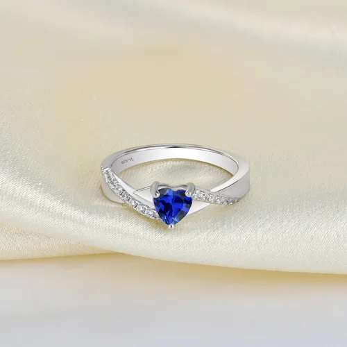 Vista 6 de YL Anillos de compromiso de plata de ley 925 con corte de corazón, 0.197 in, piedra natal 5 A, anillo infinito para mujer, Metal