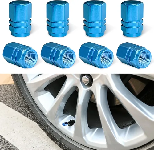 Vista 13 de Ziciner 8 PCS Tapas de Vástago de Válvula de Neumático de Coche, Cubiertas de Válvula de Rueda de Aleación de Aluminio con Anillo O de Goma, Juego
