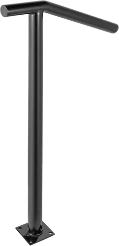 Vista 10 de Happybuy - Barandilla de acero negro de 330 libras de capacidad, barniz para hornear, escaleras de metal, pasamanos elegantes para escalones al aire