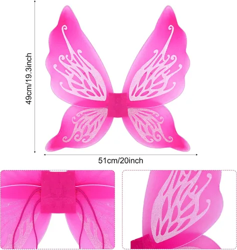 Vista 2 de Fishdown Butterfly Fairy Wings for Girls Dress Up Wings for Party Halloween Costume Birthday Cosplay Big Wings