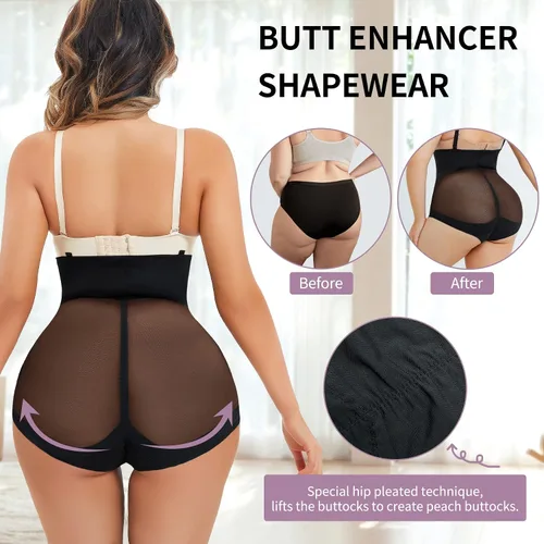 Vista 5 de YERKOAD Bragas con control de abdomen para mujer, moldeador de glúteos, cintura alta, moldeador de cuerpo, ropa interior sin costuras