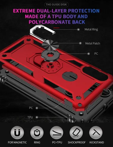 Vista 6 de Funda compatible con Moto E 2020, con protector de pantalla HD, [grado militar], soporte para automóvil, soporte híbrido de policarbonato duro, TPU