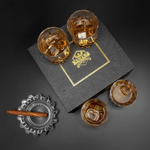 Vista 7 de KANARS Juego de vasos de whisky Old Fashioned de 3 diseños de vidrio