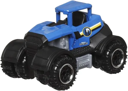 Vista 3 de Matchbox Collectors - Juego de enganche y transporte fundido a presión para 70 años de aniversario, MBX Farm Trailer ~ Tractor Dirtstroyer azul