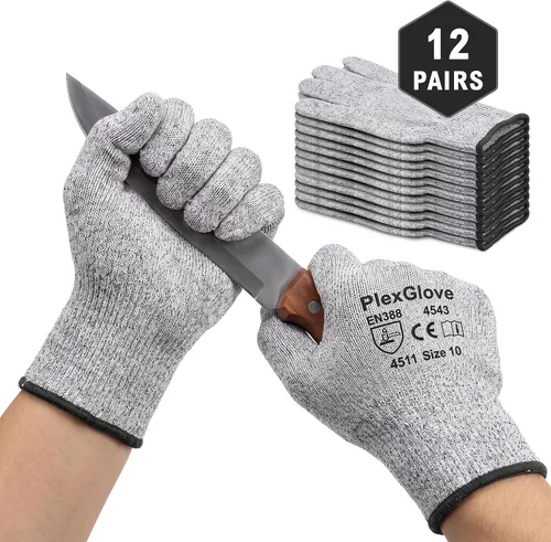 Vista 2 de PLEXGLOVE 12Pair Cut-Resistant Kitchen Gloves Level 5 Food-Grade Protection
