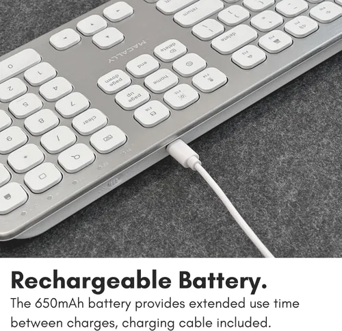 Vista 7 de Macally Teclado Bluetooth inalámbrico de alta calidad, teclado inalámbrico compatible con Apple para Mac Mini, MacBook Pro/Air portátil, teclado