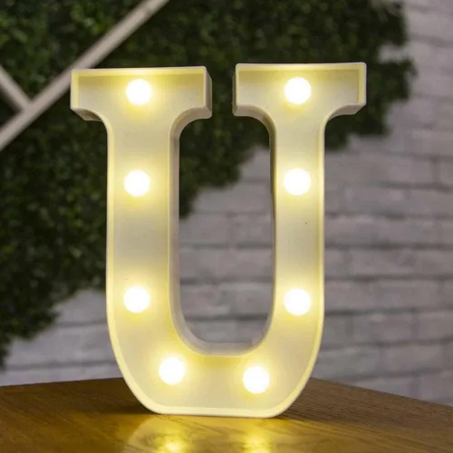 Vista 19 de anso Letras LED del alfabeto con números iluminados, letras de plástico blanco, decoración de pie de la A a la Z 0 ~ 9 (rosa corazón)